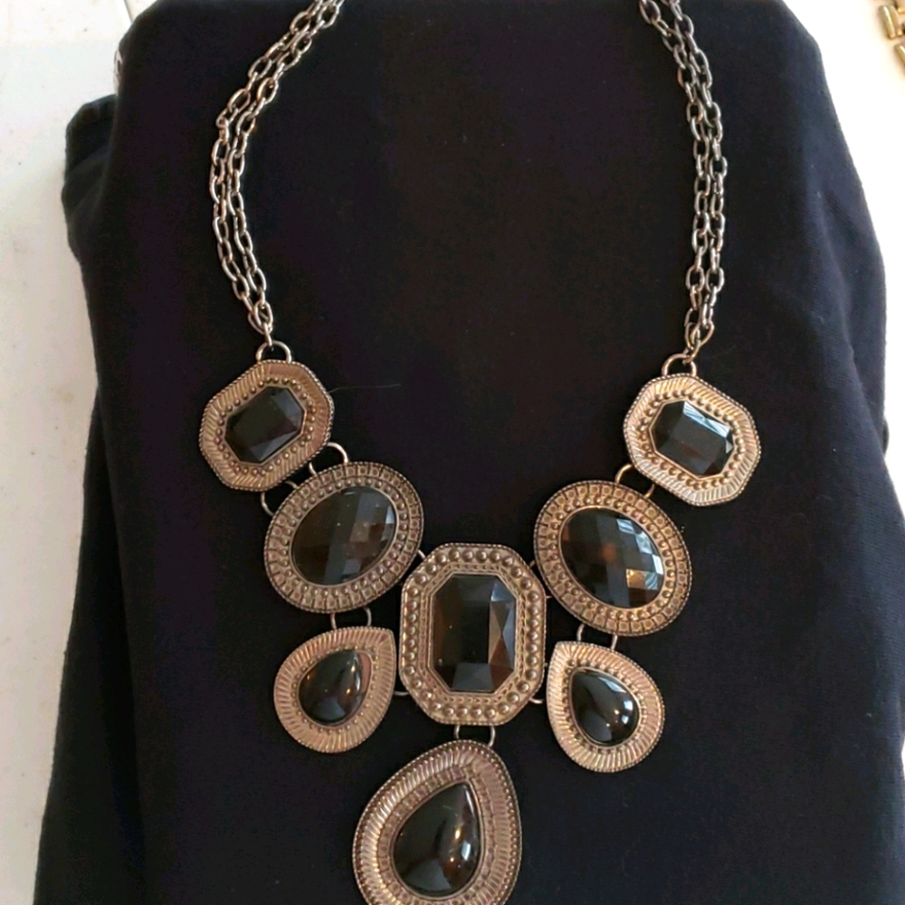 Black and silver statement necklace